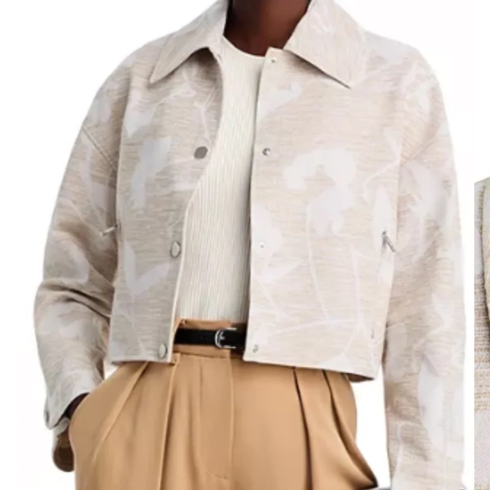 Beige Patterned Cropped Jacket - Picture 1 of 9